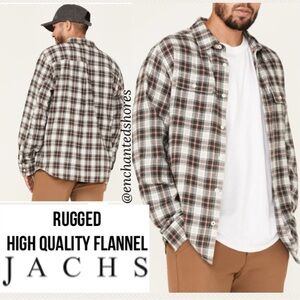 Jachs Mens Flannel Shirt Soft Warm Rugged Grey Tan Burgundy Blue Plaid Size XL